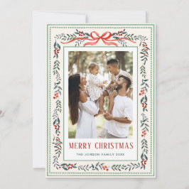 Funky Sage Green Christmas Bow Ribbon 5 Photo シーズンカード