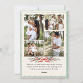 Funky Sage Green Christmas Bow Ribbon 5 Photo シーズンカード (裏面)