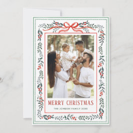 Funky Sage Green Christmas Bow Ribbon 5 Photo シーズンカード