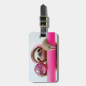 Funky Sloth with Pink Headphones and Disco Ball ラゲッジタグ (正面縦)
