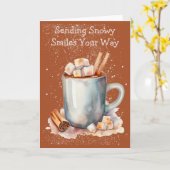 Funky Snowflake Hot Chocolate Winter Card カード (黄色い花)