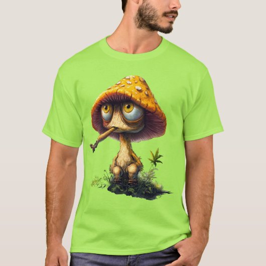 Funky Stoned Mushroom Cartoon T-Shirt Tシャツ (正面)