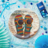 Funky Sunglasses On Flip-flops In Ocean Surf  ペーパープレート (パーティー)