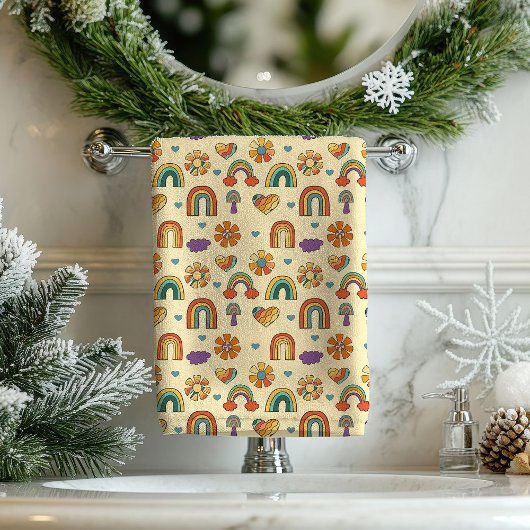 Funky Swirl Towel Groovy Boho Bathroom Decor バスタオルセット