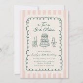 Funky Tini Bit Older Hand Drawn 30th Birthday 招待状 (正面)