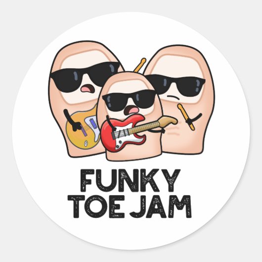 Funky Toe Jam Funny Music Pun  ラウンドシール (正面)
