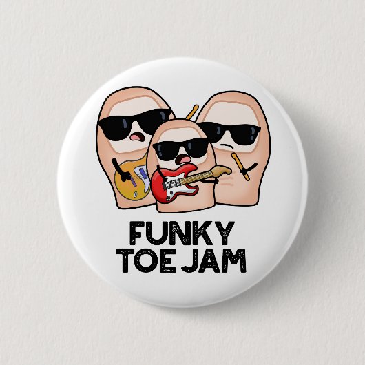Funky Toe Jam Funny Music Pun  缶バッジ (正面)