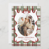 Funky Vintage Christmas Red Bow Coquette5 Photo シーズンカード (正面)