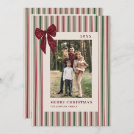 Funky Vintage Christmas Red Bow Coquette5 Photo シーズンカード