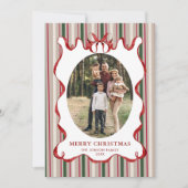 Funky Vintage Christmas Red Bow Coquette5 Photo シーズンカード (正面)
