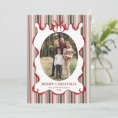 Funky Vintage Christmas Red Bow Coquette5 Photo シーズンカード (スタンド正面)