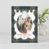 Funky Vintage Christmas Red Bow Coquette5 Photo シーズンカード (スタンド正面)