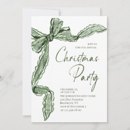 Funky Whimsical Christmas Green Bow Holiday Party 招待状