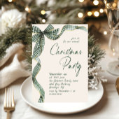 Funky Whimsical Christmas Green Bow Holiday Party 招待状