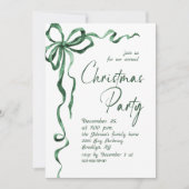 Funky Whimsical Christmas Green Bow Holiday Party 招待状 (正面)