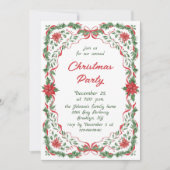 Funky Whimsical Christmas Red Bow Holiday Party 招待状 (正面)