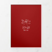 Funky Whimsical Doodles Modern Red Wedding Photo 三つ折り招待状 (カバー)