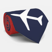 Funky White Plane Airplane Pilot Aviation ネクタイ (ロール)