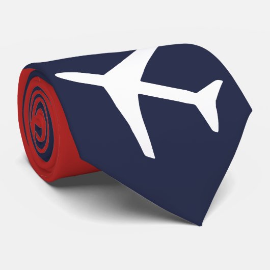 Funky White Plane Airplane Pilot Aviation ネクタイ (ロール)