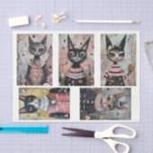 Funky Wired Cats Bottle Decoupage 薄葉紙 (クラフト)