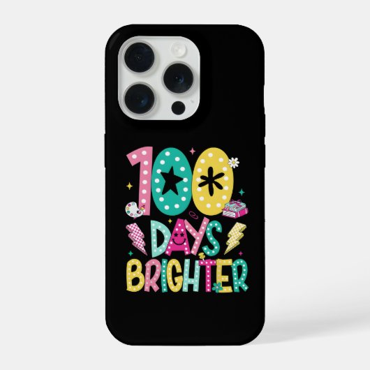 Funny 100 Days Brighter School Celebration Teacher iPhoneケース (裏面)