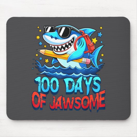 Funny 100 Days Of Jawsome Shark Kids Boy 100th Day マウスパッド (正面)