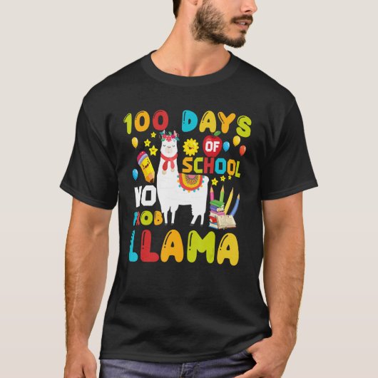 Funny 100 Days Of School No Prob-llama Llama Schoo Tシャツ (正面)
