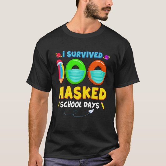 Funny 100 Days Of Virtual School Teacher Student B Tシャツ (正面)
