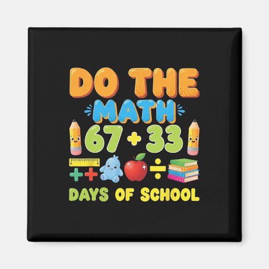 Funny 100 Days School Math Equation Student Teache マグネット (正面)