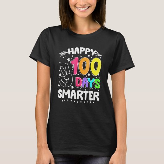 Funny 100 Days Smarter Happy 100th Day Of School S Tシャツ (正面)
