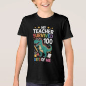 Funny 100 Days Survived Teacher トライブレンドTシャツ (正面)