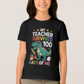 Funny 100 Days Survived Teacher トライブレンドTシャツ (正面)