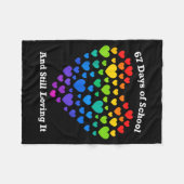 Funny 100th Day Of School Shirt Teacher Heart Vale フリースブランケット (正面(横))