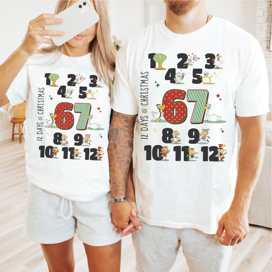 Funny 12 Days of Christmas 67 6 7 Six Seven Meme Tシャツ