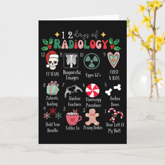 Funny 12 Days Of Radiology Christmas Radiate Xray  カード (黄色い花)