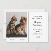 Funny 1 Photo Cute Cat Dog Naughty List Custom  シーズンカード (正面)