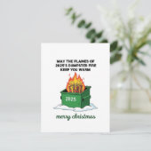 Funny 2025 Dumpster Fire Christmas Greeting Card シーズンカード (スタンド正面)