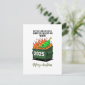 Funny 2025 Dumpster Fire Christmas Greeting Card シーズンカード (スタンド正面)