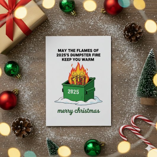 Funny 2025 Dumpster Fire Christmas Greeting Card シーズンカード