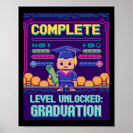 Funny 2025 Gamer Level Complete Master College Gra ポスター (正面)