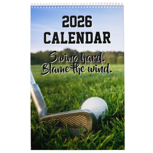Funny 2026 Calendar Golf Quotes Golfer Dad Coach カレンダー (カバー)