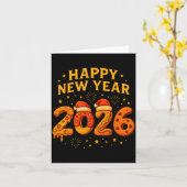 Funny 2026 Happy New Year Food Zza Donut For Kids カード (黄色い花)