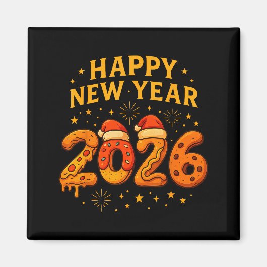 Funny 2026 Happy New Year Food Zza Donut For Kids  マグネット (正面)