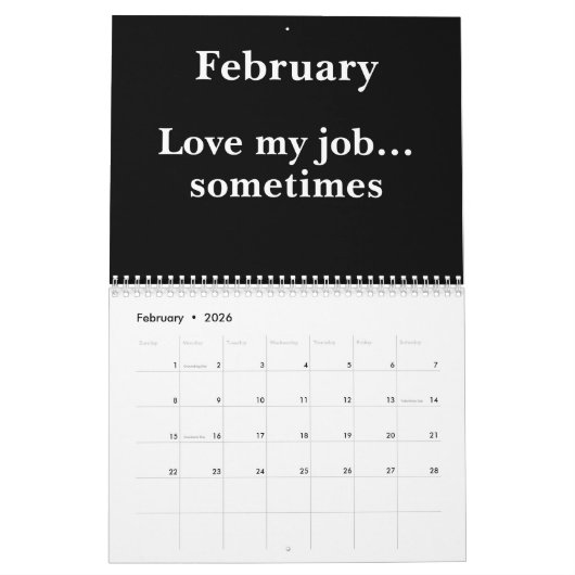 Funny 2026 Office Quote Calendar カレンダー (2月 2026)