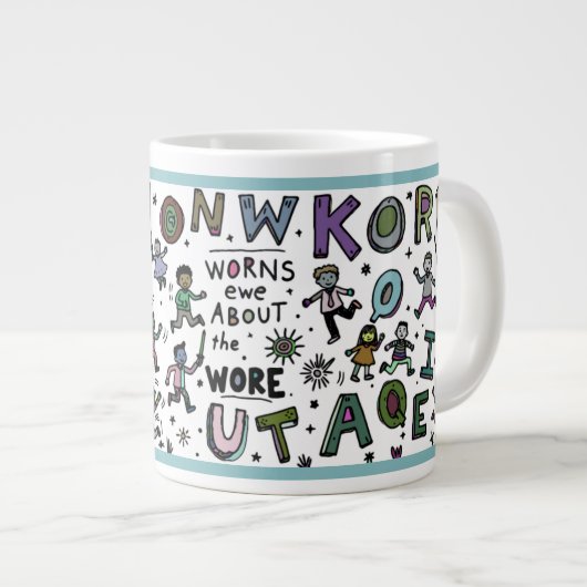 Funny 20oz Mug: Know Won Worns Ewe ジャンボコーヒーマグカップ (正面右)