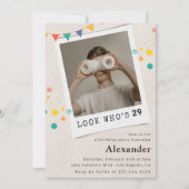 Funny 29th birthday invitations Men Fun Photo 招待状 (正面)