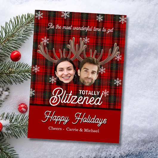 Funny 2 Photo Face Dry Sarcastic Humor Christmas シーズンカード