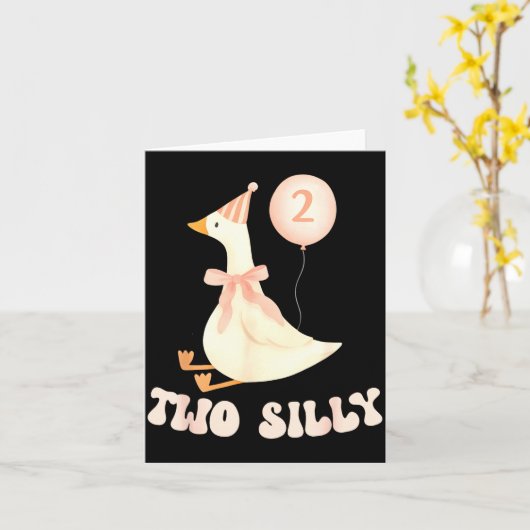 Funny 2nd Birthday Two Silly Goose 2 Year Old Birt カード (黄色い花)