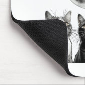 Funny 3 Scared Cats Moon Ufo Alien Earth Invasion  マウスパッド (コーナー)