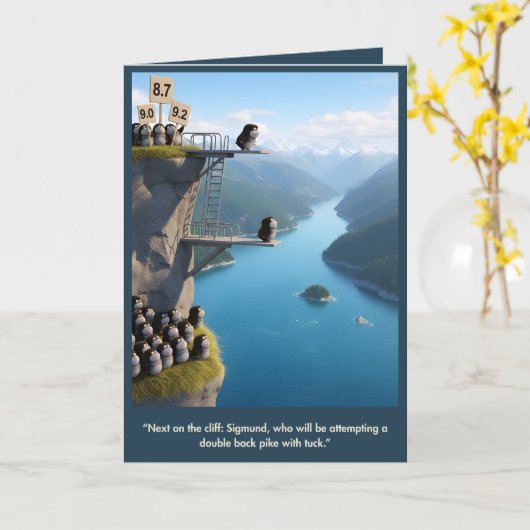 Funny 3D animal birthday card カード (黄色い花)